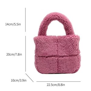 Fluffy Tote Bag Faux Fur Purse for Women Soft Fuzzy Tote Purse Girls Plush Hobo Handbag Fleece Purse for Fall Winter