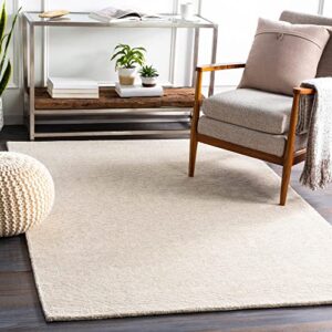 mark&day area rugs, 9×12 remy solid and border ivory area rug, ivory carpet for living room, bedroom or kitchen (9′ x 12′)