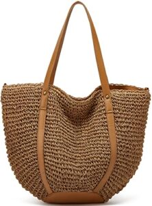 straw bags for women summer beach woven tote hobo handbag casual straw shoulder bags for travel vocation