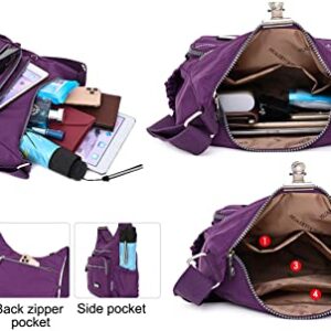 JiaYou Women Nylon Croosbody Bag Casual Hobo Bag fit for Shooping Travel(Purple,6 Liters)