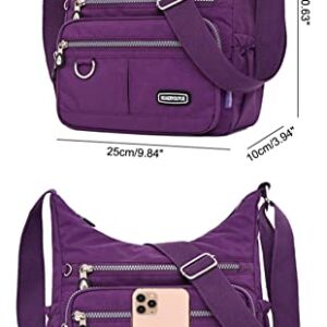 JiaYou Women Nylon Croosbody Bag Casual Hobo Bag fit for Shooping Travel(Purple,6 Liters)