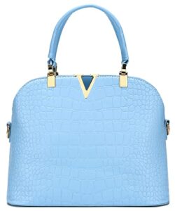 shuiangran light blue satchels for women womens purses and handbags ladies pu leather top handle shoulder tote bags