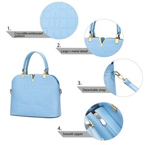 SHUIANGRAN Light Blue Satchels for Women Womens Purses and Handbags Ladies PU Leather Top Handle Shoulder Tote Bags