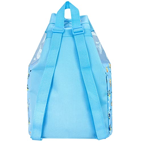 Bluey Swimming Bag Kids Beach Pool Swim Drawstring Backpack For Boys Or Girls Blue