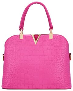 shuiangran hot pink satchels for women womens purses and handbags ladies pu leather top handle shoulder tote bags