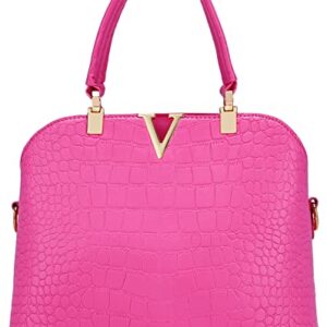 SHUIANGRAN Hot Pink Satchels for Women Womens Purses and Handbags Ladies PU Leather Top Handle Shoulder Tote Bags