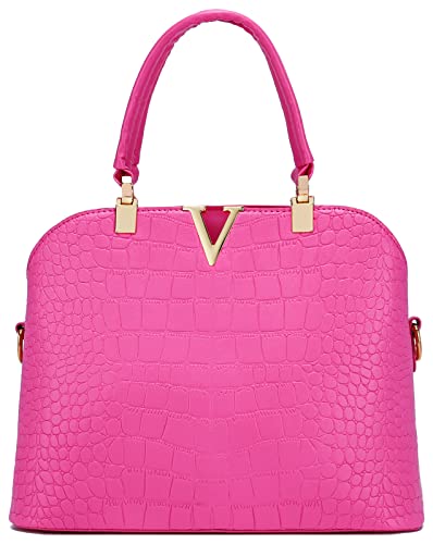 SHUIANGRAN Hot Pink Satchels for Women Womens Purses and Handbags Ladies PU Leather Top Handle Shoulder Tote Bags