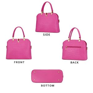 SHUIANGRAN Hot Pink Satchels for Women Womens Purses and Handbags Ladies PU Leather Top Handle Shoulder Tote Bags