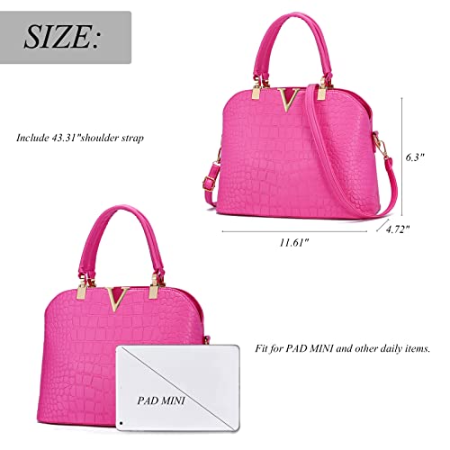 SHUIANGRAN Hot Pink Satchels for Women Womens Purses and Handbags Ladies PU Leather Top Handle Shoulder Tote Bags