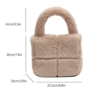 Fluffy Tote Bag Faux Fur Purse for Women Soft Fuzzy Tote Purse Girls Plush Hobo Handbag Fleece Purse for Fall Winter