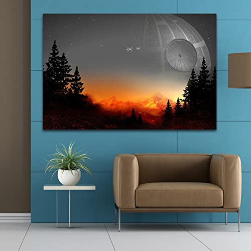 OFFBE Movie Anime Poster Death Star Wall art Canvas Print Wall Art Death Star Poster Canvas Painting For Bedroom Decor Living Room 16X24inch Unframed