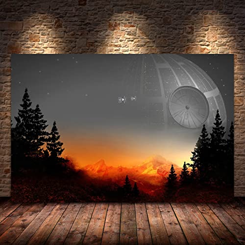 OFFBE Movie Anime Poster Death Star Wall art Canvas Print Wall Art Death Star Poster Canvas Painting For Bedroom Decor Living Room 16X24inch Unframed