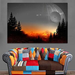 OFFBE Movie Anime Poster Death Star Wall art Canvas Print Wall Art Death Star Poster Canvas Painting For Bedroom Decor Living Room 16X24inch Unframed