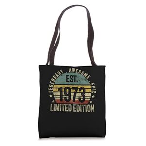 50th Birthday Vintage 50 Year Old Est 1973 Limited Edition Tote Bag