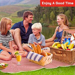 Picnic Baskets, 4 Persons Handmade Large Wicker Picnic Basket Set with Utensils Cutlery, for Picnicking Camping