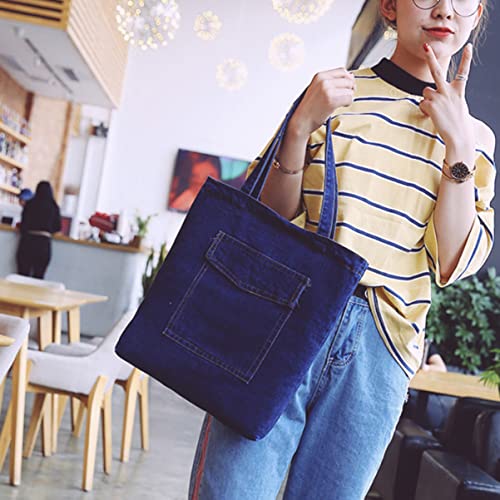 VALICLUD Denim Shoulder Handbag Canvas Handle Bag Denim Shoulder Tote Denim Shoulder Bags Denim Tote Bags Large Tote Bags Bags Casual Denim Canvas Shoulder Bag Casual Denim Tote