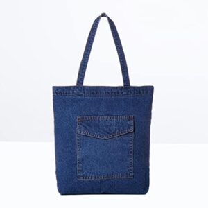 VALICLUD Denim Shoulder Handbag Canvas Handle Bag Denim Shoulder Tote Denim Shoulder Bags Denim Tote Bags Large Tote Bags Bags Casual Denim Canvas Shoulder Bag Casual Denim Tote