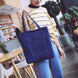 VALICLUD Denim Shoulder Handbag Canvas Handle Bag Denim Shoulder Tote Denim Shoulder Bags Denim Tote Bags Large Tote Bags Bags Casual Denim Canvas Shoulder Bag Casual Denim Tote