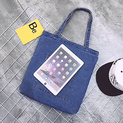 VALICLUD Denim Shoulder Handbag Canvas Handle Bag Denim Shoulder Tote Denim Shoulder Bags Denim Tote Bags Large Tote Bags Bags Casual Denim Canvas Shoulder Bag Casual Denim Tote