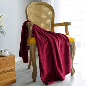 wontex throw blanket burgundy throw size 50×60 inch for couch bed soft thermal blanket for winter all seasons