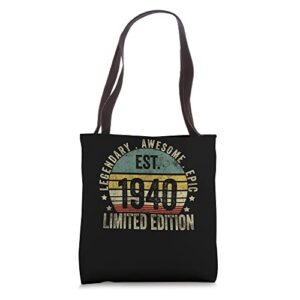 83rd birthday vintage 83 year old est 1940 limited edition tote bag