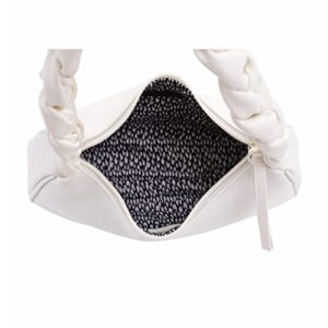 Emperia Braided Top Handle Shoulder Bag For Women, Trendy Designer Small Hobo Tote Handbag_White