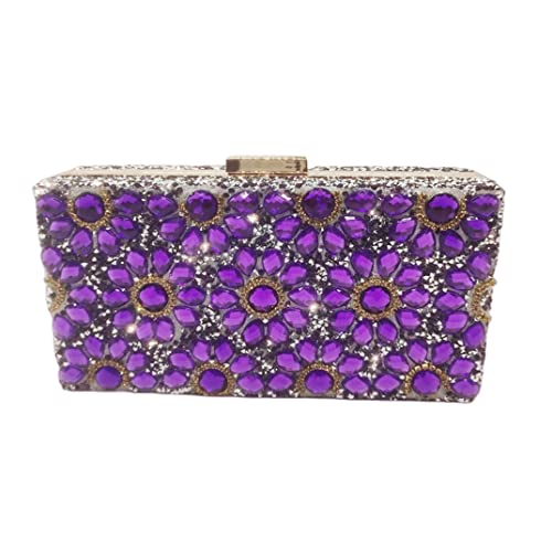 BingBing MultiColored Jewel Clasp Women Crystal Purse Evening Handbags Wedding Clutch Bag (purple)