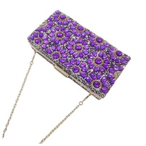 BingBing MultiColored Jewel Clasp Women Crystal Purse Evening Handbags Wedding Clutch Bag (purple)