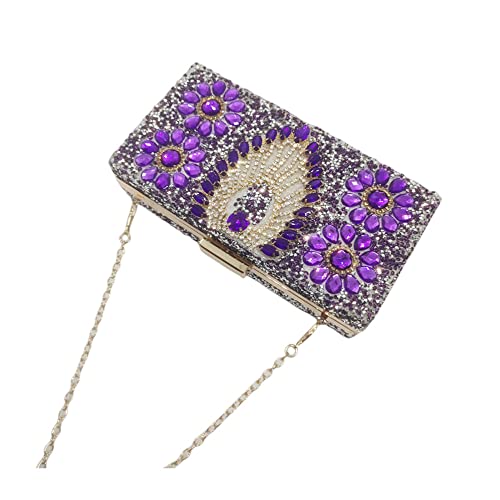 BingBing MultiColored Jewel Clasp Women Crystal Purse Evening Handbags Wedding Clutch Bag (purple)