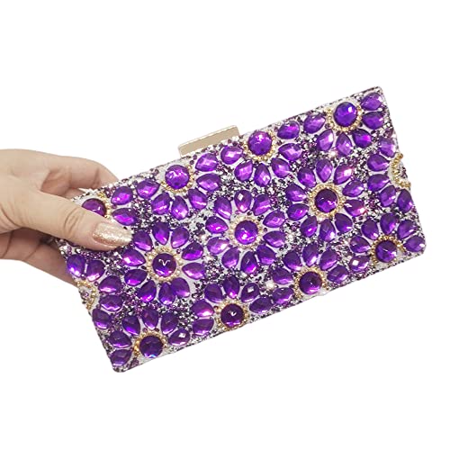 BingBing MultiColored Jewel Clasp Women Crystal Purse Evening Handbags Wedding Clutch Bag (purple)