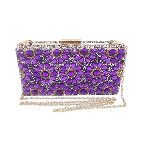 BingBing MultiColored Jewel Clasp Women Crystal Purse Evening Handbags Wedding Clutch Bag (purple)