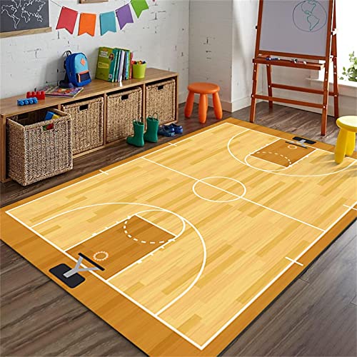 Sport Football Field Area Floor Rug, Brown Soccer Field Kids Carpet, Living Room Rug Soft Washable Fade Resistant Durable Carpet for Kitchen Bedroom Doormat Decor Gift, 2x3ft