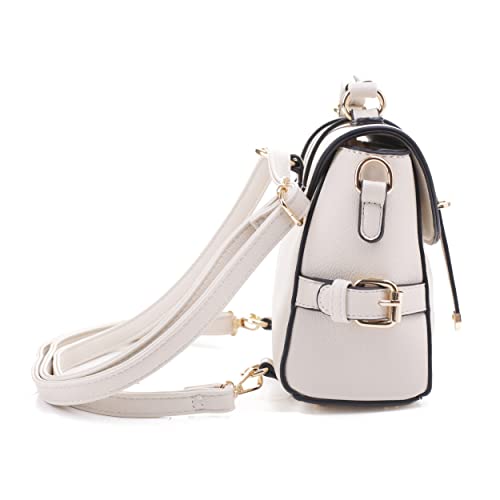 SG SUGU Mini Convertible Top Handle Satchel Bag Fashion Crossbody Backpack Purse|Off White