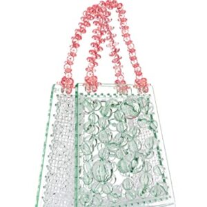 Milanblocks LLC Women Cute Crystal Acrylic Mint Spider Woven Round Beaded Clutch Bag Wedding Purse Bridal Prom Handbag Party Bag