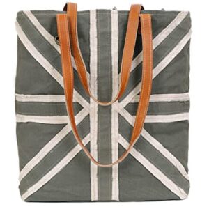 CLA Upcycle Canvas Handbag for Women, Upcycle Canvas & Cowhide Leather Bag for Women's, Canvas Tote Bags for Women's