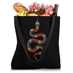 Poisonous Red Black And Yellow Snake Tote Bag