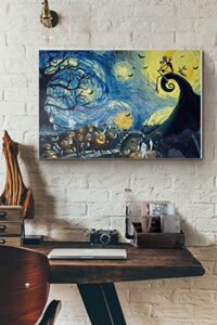 sanavie nightmare before christmas jack skellington starry night vincent poster home wall decor cafe bar living room bathroom kitchen home art wall decor plaque 8×12 inch