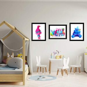 Trolls Posters for Girls Bedroom, (Set of 9, 8X10 Inch, Unframed) Trolls Wall Decor, trolls bedroom decor for girls, kids wall posters for girls, Trolls Room Decor for Girls Bedroom