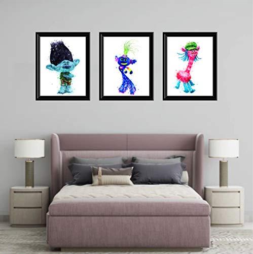 Trolls Posters for Girls Bedroom, (Set of 9, 8X10 Inch, Unframed) Trolls Wall Decor, trolls bedroom decor for girls, kids wall posters for girls, Trolls Room Decor for Girls Bedroom