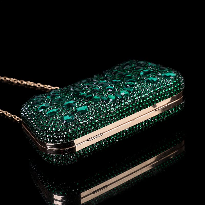 Yihongmeiqi Pearl Buckle Crystal Handbag,Women's Evening Handbag, Wedding Party Rhinestone Bag, Purse, Flash Handbag, Evening Bag (Green)