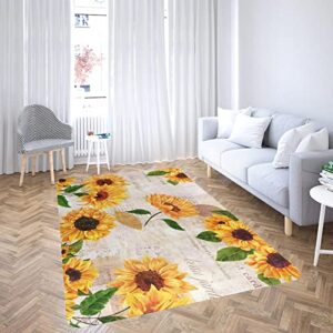 vintage floral sunflower non slip area rug for living dinning room bedroom kitchen, 6x9ft/180x275cm, sunflower nursery rug floor carpet yoga mat