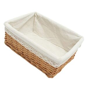 cabilock 35 * 25 * 13cm rectangular storage basket handwoven large shelf basket with cotton liner willow wicker storage basket- size m