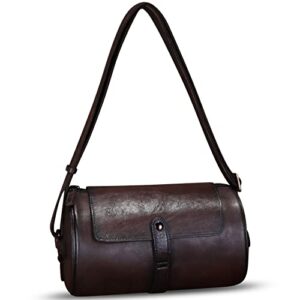 genuine leather crossbody bag vintage handmade shoulder purse retro satchel travel daypack sling bag (coffee)