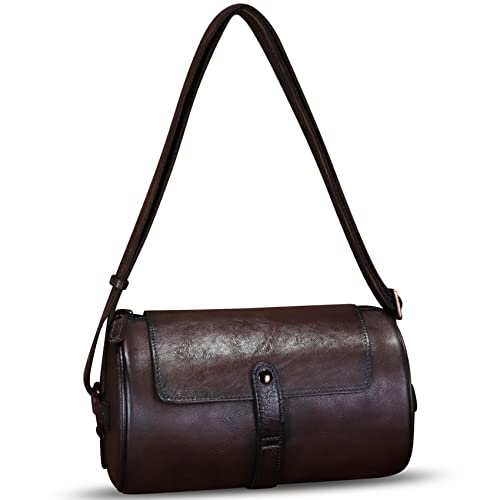 Genuine Leather Crossbody Bag Vintage Handmade Shoulder Purse Retro Satchel Travel Daypack Sling Bag (Coffee)