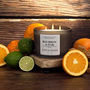 Bourbon Scented Candle | Candles for Men | Masculine Candles | Luxury Soy & Beeswax Candles for Home | 16 oz. Large Jar 3 Wick Candle | Mens Candle | Gift for Men