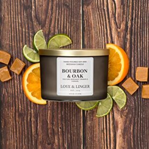 Bourbon Scented Candle | Candles for Men | Masculine Candles | Luxury Soy & Beeswax Candles for Home | 16 oz. Large Jar 3 Wick Candle | Mens Candle | Gift for Men