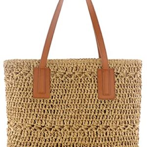 Straw Bag for Women Woven Beach Structured Tote Handmade Crochet Carteras De Mujer Summer Shoulder Bohemian Hobo Pom Travel