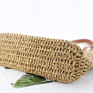 Straw Bag for Women Woven Beach Structured Tote Handmade Crochet Carteras De Mujer Summer Shoulder Bohemian Hobo Pom Travel