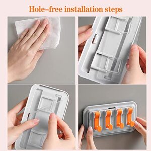 QIYUGE 2PCS Foldable Hook Shelf - Wall Mounted Multifunctional Rack Caddy Organizer Phone Holder for Bathroom Kitchen Bedroom Porch Living Room