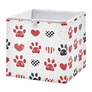 xigua storage cube puppy paw prints foldable storage bins, closet shelves organizer fabric storage baskets for clothes, toys, books, office supplies (square)